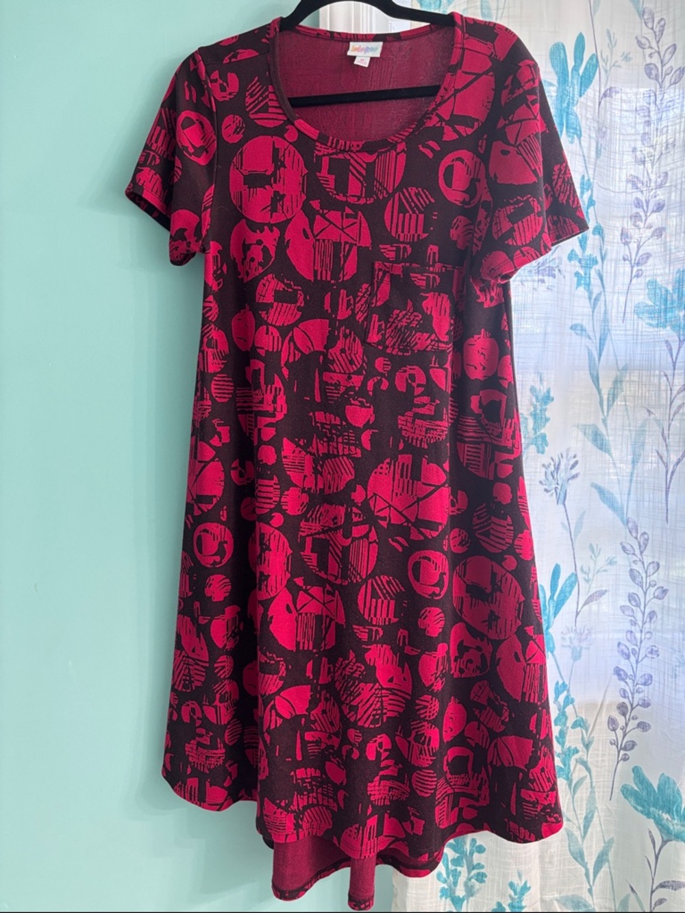 LuLaRoe Hot Pink & Black Graphic Tee Dress